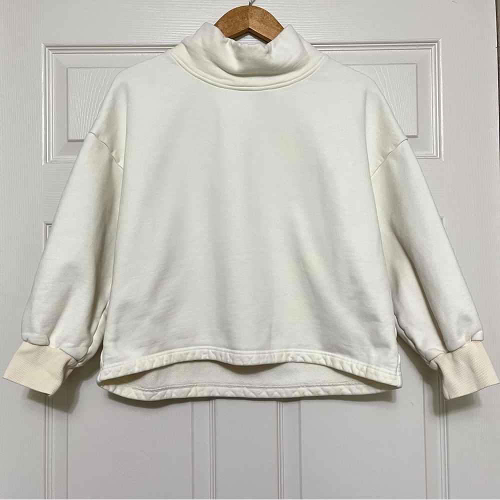 NAP LOUNGEWEAR Oversized Crop Sweatshirt Off White High Neck Cotton Size Medium